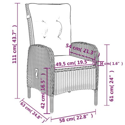 vidaXL 7 részes fekete polyrattan kerti étkezőgarnitúra