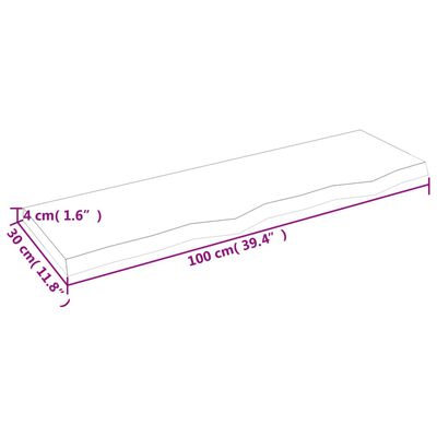 vidaXL sötétbarna kezelt tömör fa fürdőszobai pult 100x30x(2-4) cm