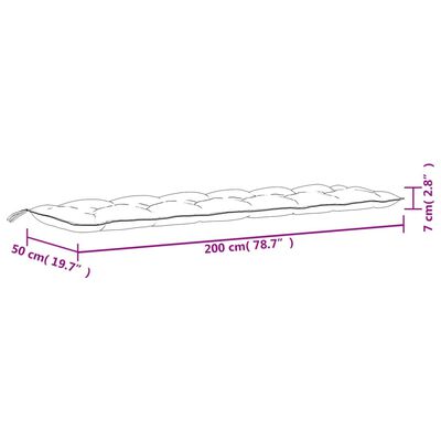 vidaXL 2 db borvörös oxford szövet kerti padpárna 200 x 50 x 7 cm