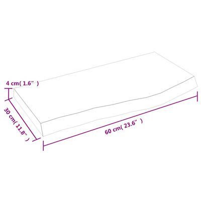 vidaXL világosbarna kezelt tömör fa fürdőszobai pult 60x30x(2-4) cm