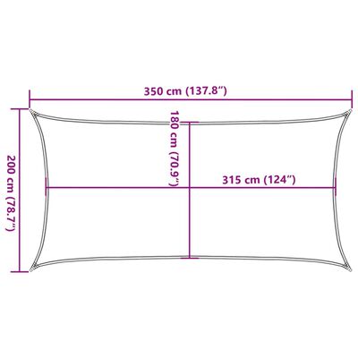 vidaXL fekete HDPE napvitorla 160 g/m² 2 x 3,5 m