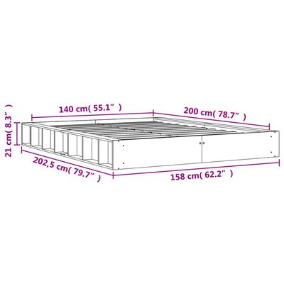 vidaXL viaszbarna tömör fenyőfa ágy matrac nélkül 140 x 200 cm