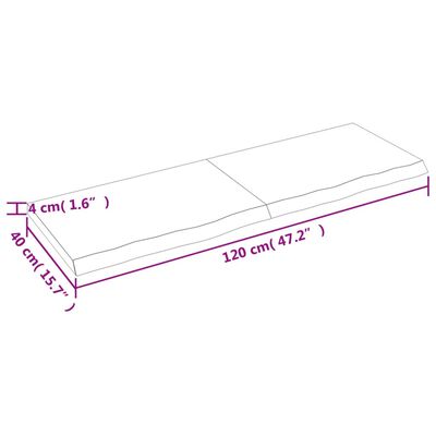 vidaXL kezeletlen tömör tölgyfa asztallap 120x40x(2-4) cm