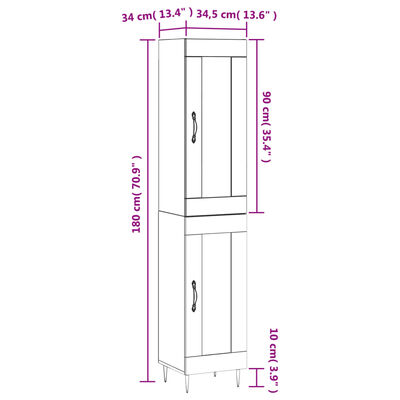 vidaXL szürke sonoma szerelt fa magasszekrény 34,5 x 34 x 180 cm