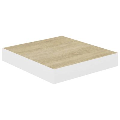 vidaXL 4 db tölgyszínű és fehér MDF lebegő fali polc 23x23,5x3,8 cm