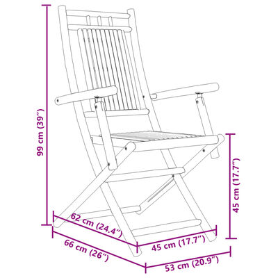 vidaXL 6 db összecsukható bambusz kerti szék 53 x 66 x 99 cm