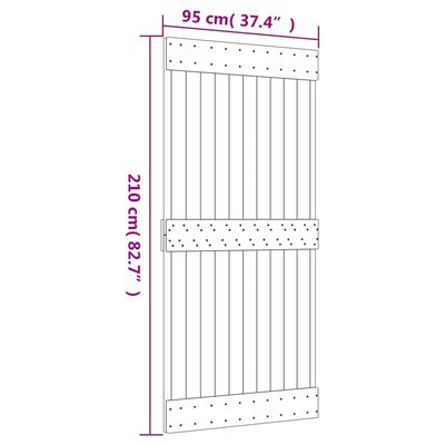 vidaXL tömör fenyőfa tolóajtó fémszerelék szettel 95 x 210 cm