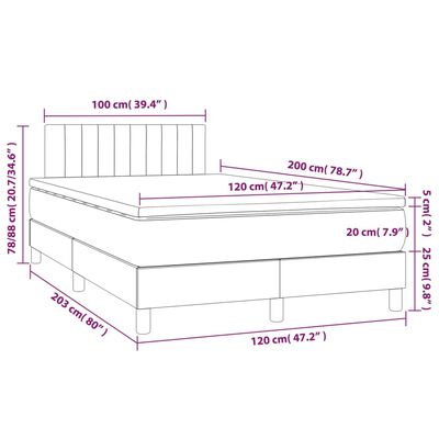 vidaXL világosszürke szövet rugós ágy matraccal 120 x 200 cm