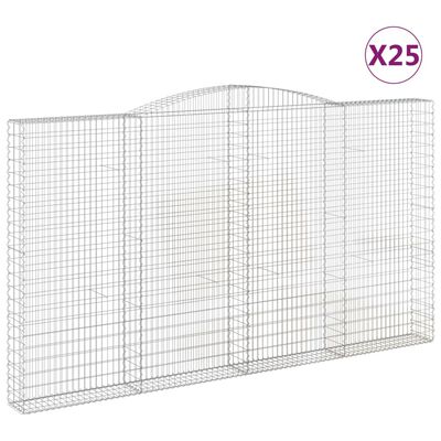 vidaXL 25 db íves horganyzott vas gabion kosár 400x30x220/240 cm