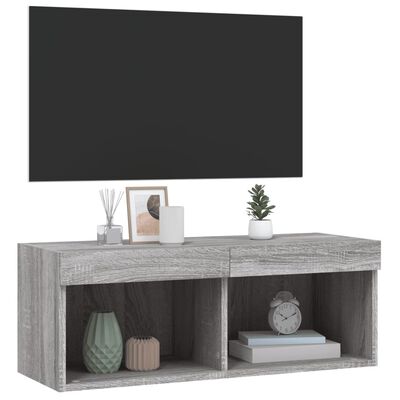 vidaXL szürke sonoma színű TV-szekrény LED-világítással 80x30x30 cm