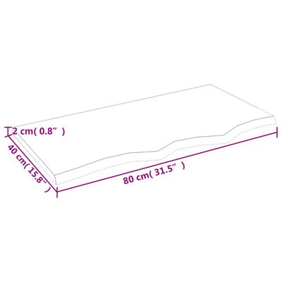 vidaXL világosbarna kezelt tömör tölgyfa asztallap 80x40x2 cm