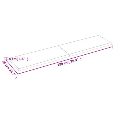 vidaXL sötétbarna kezelt tömör tölgyfa asztallap 180x40x(2-4) cm