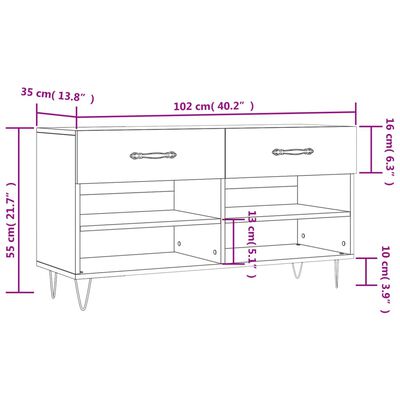 vidaXL fehér szerelt fa cipőpolc 102x35x55 cm