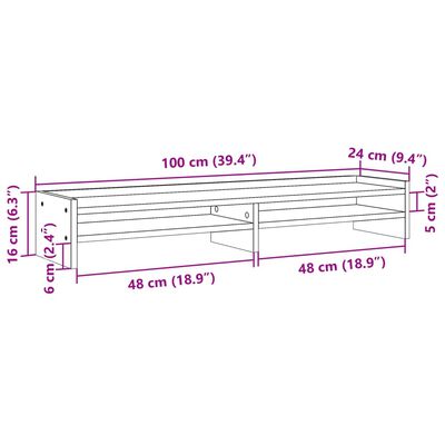 vidaXL barna tölgy színű szerelt fa monitorállvány 100 x 24 x 16 cm