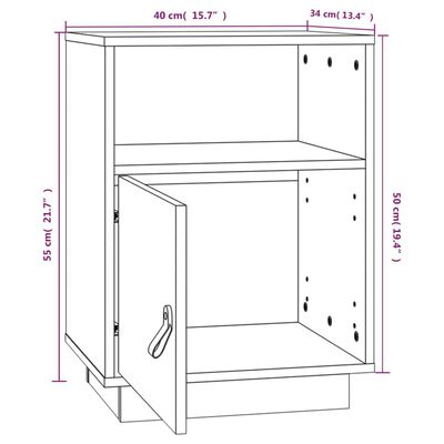 vidaXL 2 db mézbarna tömör fenyőfa éjjeliszekrény 40 x 34 x 55 cm