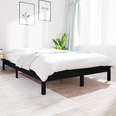 vidaXL Super King Size fekete tömör fenyőfa ágykeret 180 x 200 cm