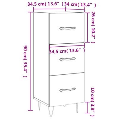 vidaXL fekete szerelt fa tálalóasztal 34,5 x 34 x 90 cm