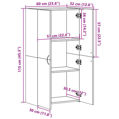 vidaXL barna tölgy színű szerelt fa irattartó szekrény 60x32x115 cm