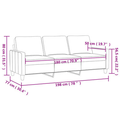 vidaXL 3 személyes világosszürke bársony kanapé 180 cm