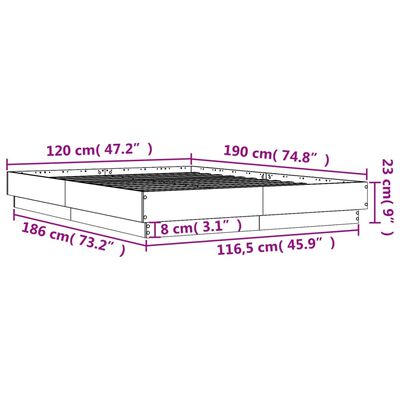 vidaXL sonoma tölgy színű ágykeret LED-világítással 120x190 cm