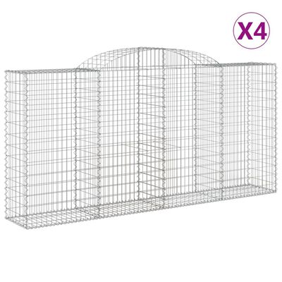 vidaXL 4 db íves horganyzott vas gabion kosár 300x50x140/160 cm