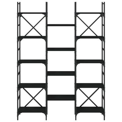 vidaXL fekete szerelt fa könyvespolc 127,5x28,5x172,5 cm