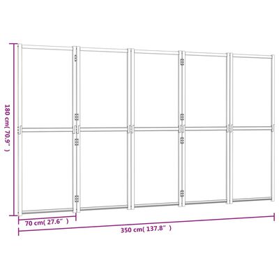 vidaXL fekete 5 paneles térelválasztó 350x180 cm