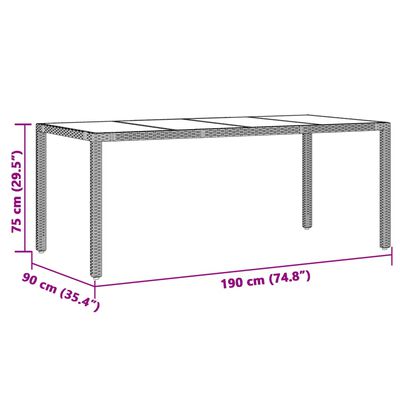 vidaXL barna polyrattan üveglapos kerti asztal 90 x 90 x 75 cm