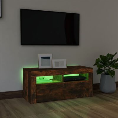 vidaXL füstös tölgy színű TV-szekrény LED-ekkel 90 x 35 x 40 cm