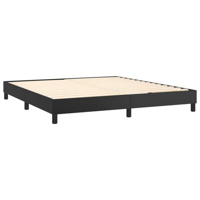 vidaXL fekete műbőr rugós ágy matraccal és LED-del 160x200 cm