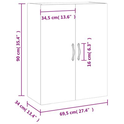 vidaXL barna tölgyszínű fali szekrény 69,5x34x90 cm