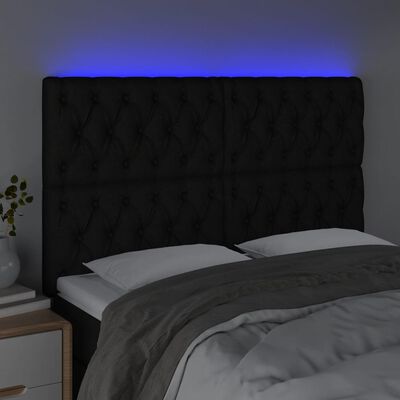 vidaXL fekete szövet LED-es fejtámla 160x7x118/128 cm