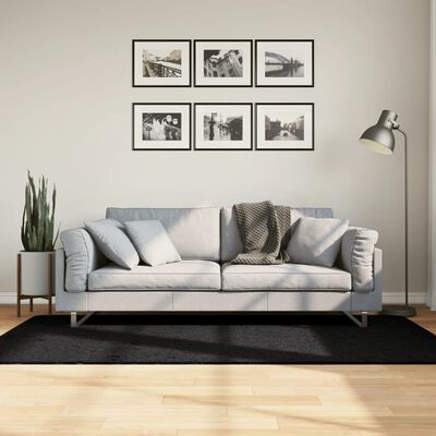 vidaXL PAMPLONA fekete magas szálú bolyhos modern szőnyeg 100 x 200 cm