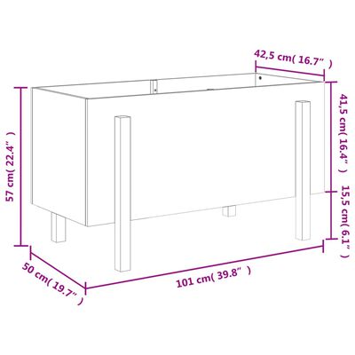 vidaXL mézbarna tömör fenyőfa kerti magaságyás 101 x 50 x 57 cm