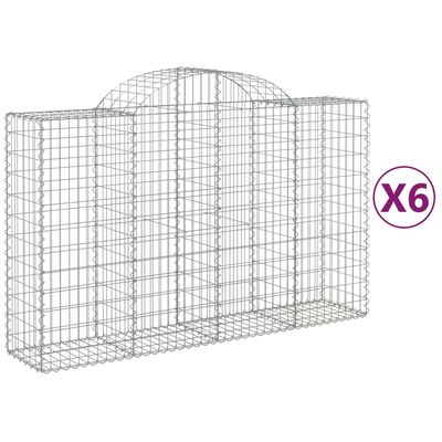 vidaXL 6 db íves horganyzott vas gabion kosár 200x50x120/140 cm