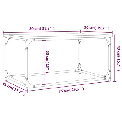 vidaXL fekete szerelt fa és vas dohányzóasztal 80 x 50 x 40 cm