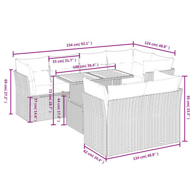 vidaXL 8 részes fekete polyrattan kerti ülőgarnitúra párnákkal