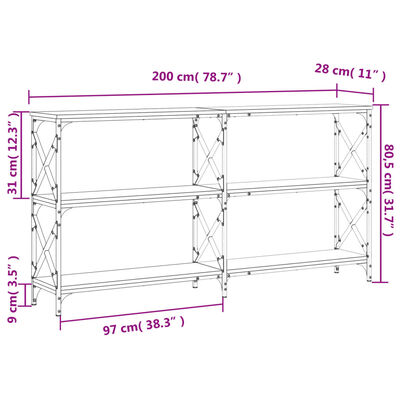 vidaXL sonoma tölgy színű szerelt fa dohányzóasztal 200 x 28 x 80,5 cm