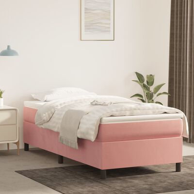vidaXL rózsaszín bársony rugós ágy matraccal 80 x 200 cm