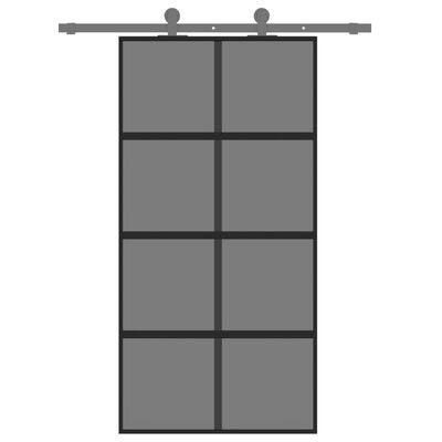 vidaXL fekete edzett üveg és alumínium tolóajtó 102,5 x 205 cm