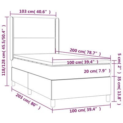 vidaXL fekete műbőr rugós ágy matraccal és LED-del 100x200 cm