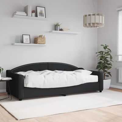 vidaXL fekete szövet kanapéágy matraccal 90 x 200 cm