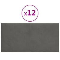 vidaXL 12 db sötétszürke bársony fali panel 30 x 15 cm 0,54 m²