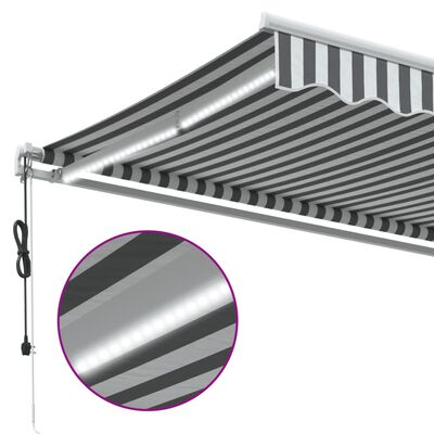 vidaXL antracitszürke-fehér LED-es automata napellenző 400 x 300 cm