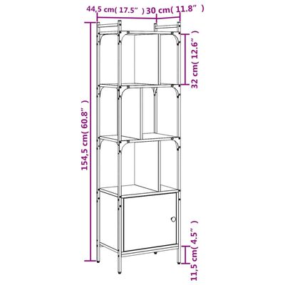 vidaXL szürke sonoma szerelt fa könyvespolc ajtóval 44,5x30x154,5 cm