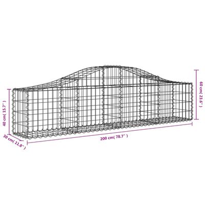 vidaXL 10 db íves horganyzott vas gabion kosár 200x30x40/60 cm