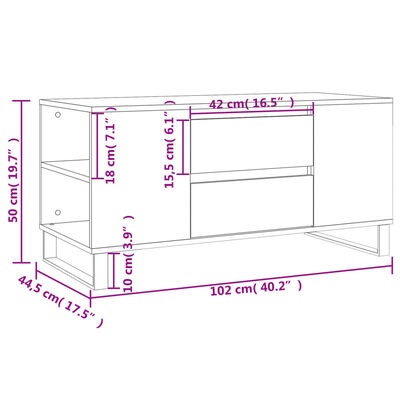 vidaXL füstös tölgy színű szerelt fa dohányzóasztal 102x44,5x50 cm