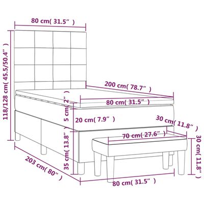 vidaXL kék szövet rugós ágy matraccal 80 x 200 cm