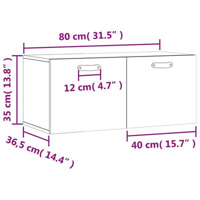 vidaXL betonszürke szerelt fa faliszekrény 80 x 36,5 x 35 cm