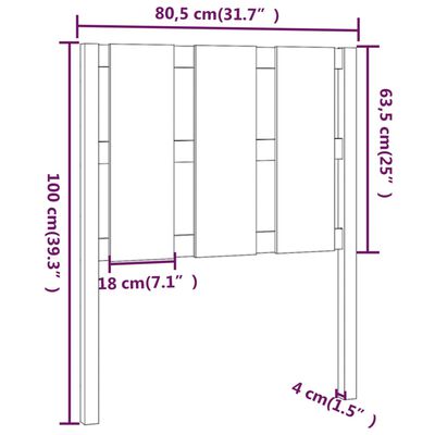 vidaXL fehér tömör fenyőfa ágyfejtámla 80,5x4x100 cm